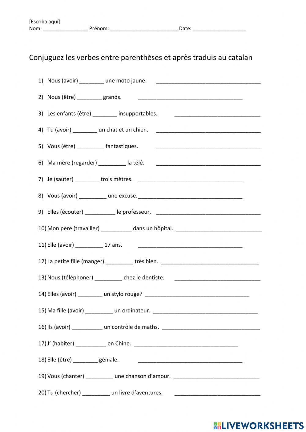 Etre, avoir et réguliers