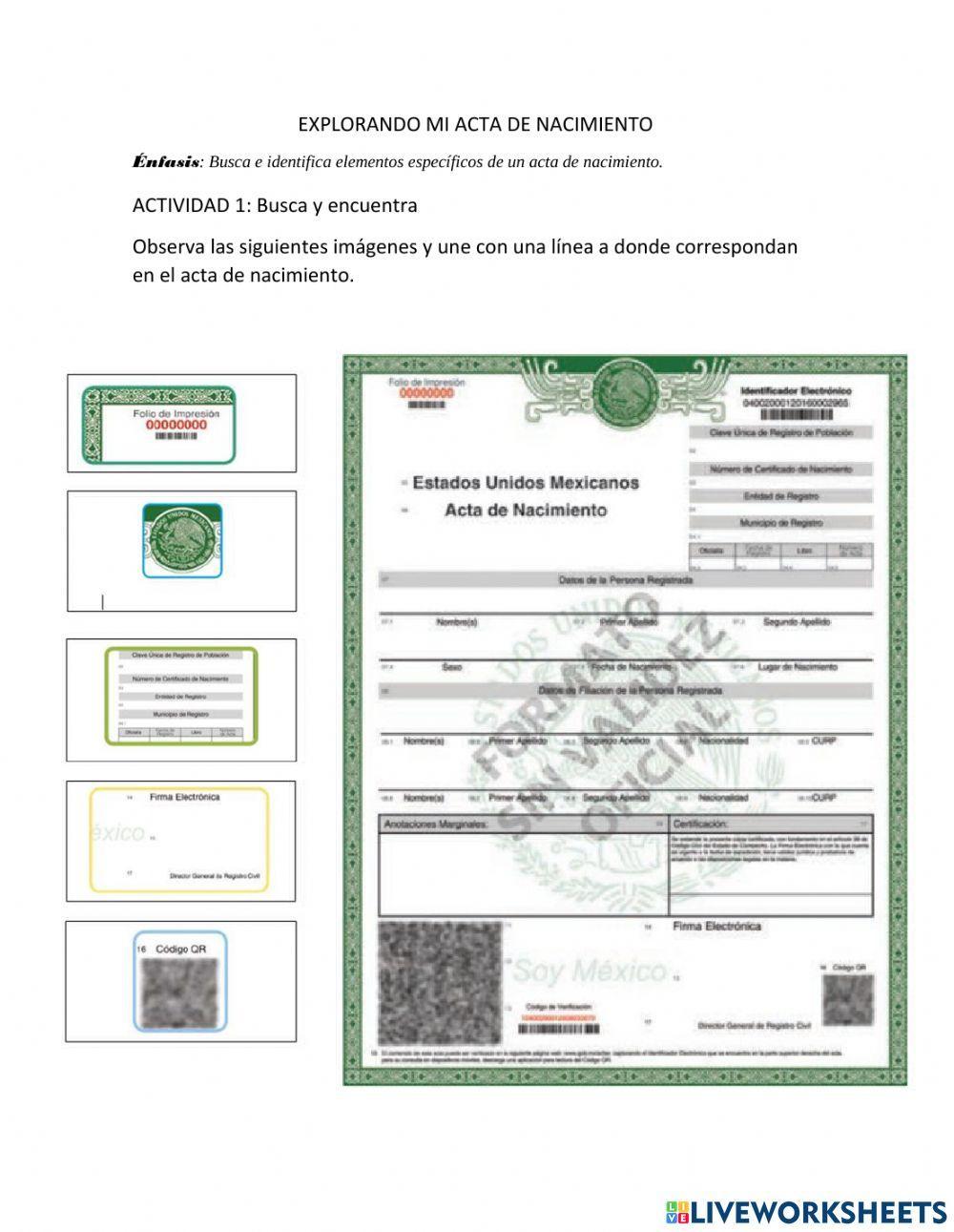 Explorando mi acta de nacimiento