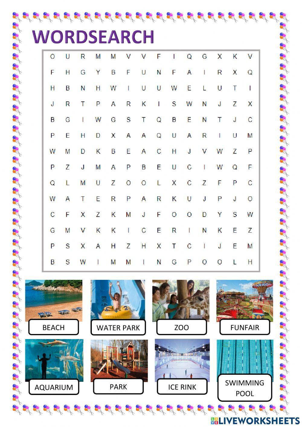 On holiday wordsearch
