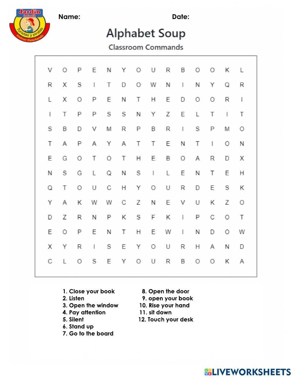 Alphabet soup classroom commands