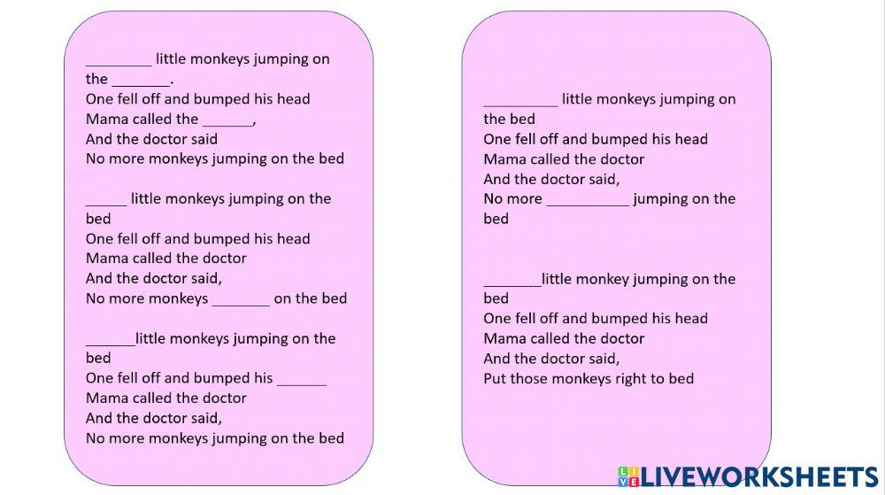 Monkeys jumping on the bed