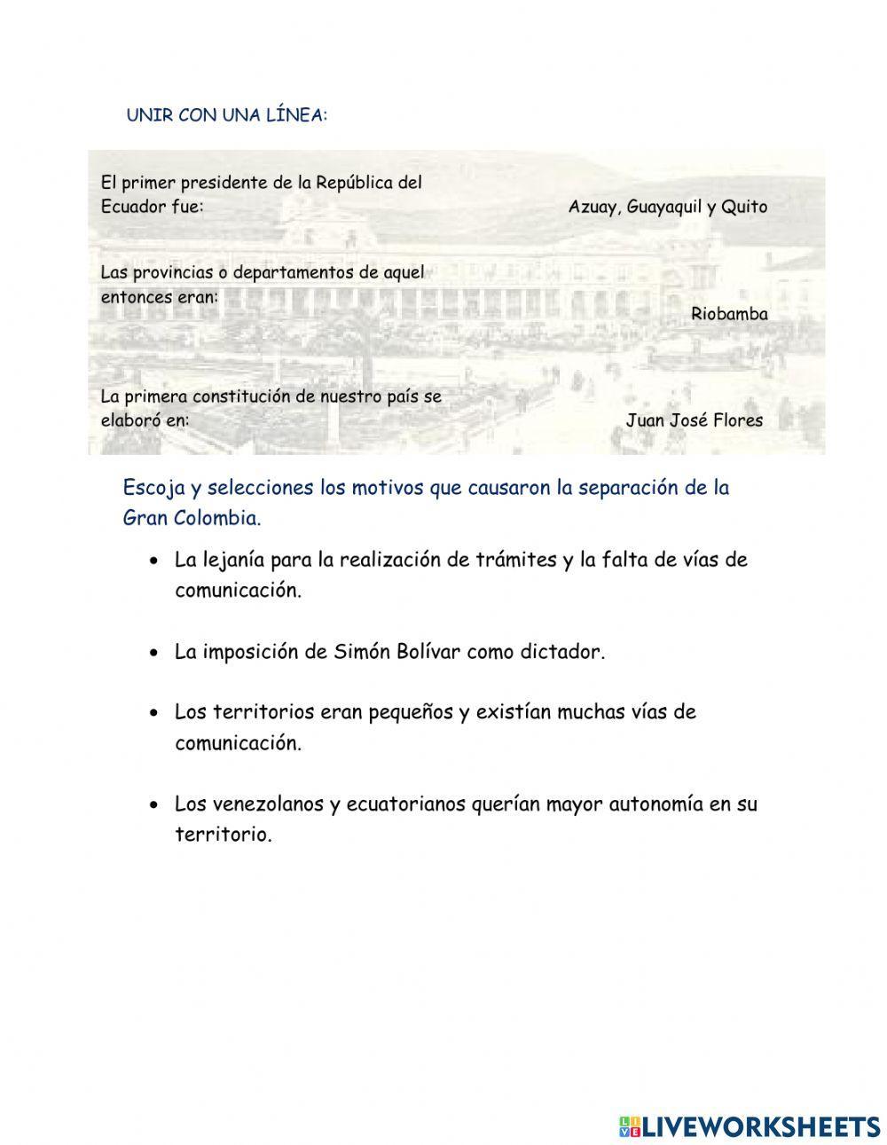 Separacion de la gran colombia