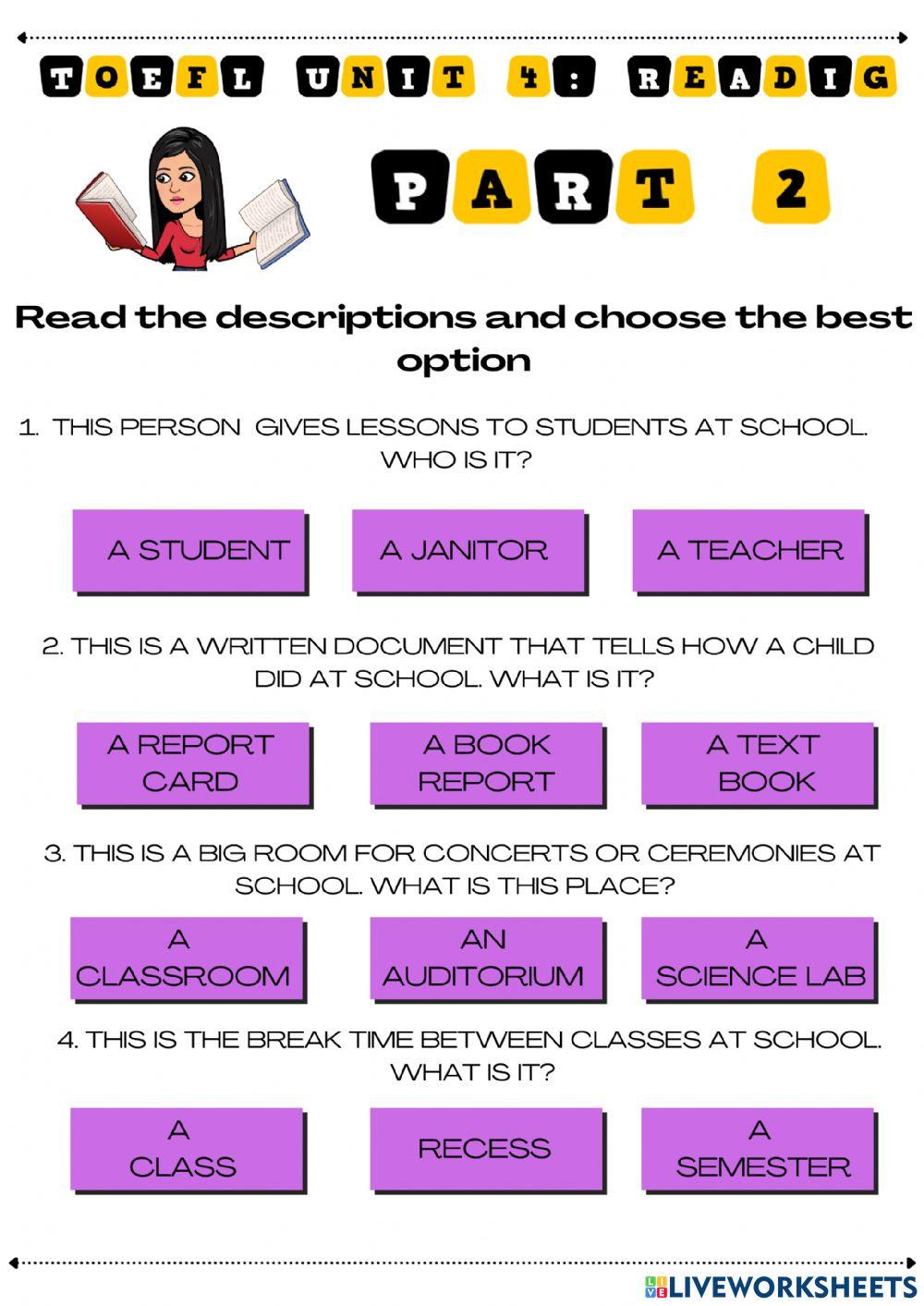 Toefl primary reading section