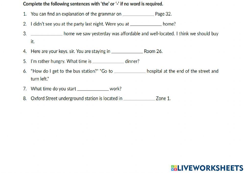 Definite and indefinite articles self-check practice test