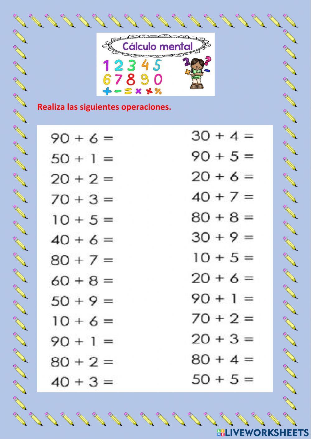 Cálculo mental - Sumar decenas y unidades 1