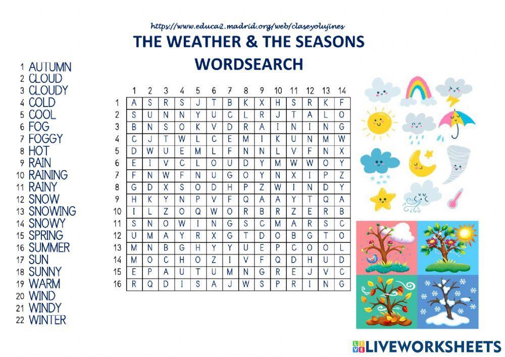 The Weather & The Seasons - Wordsearch