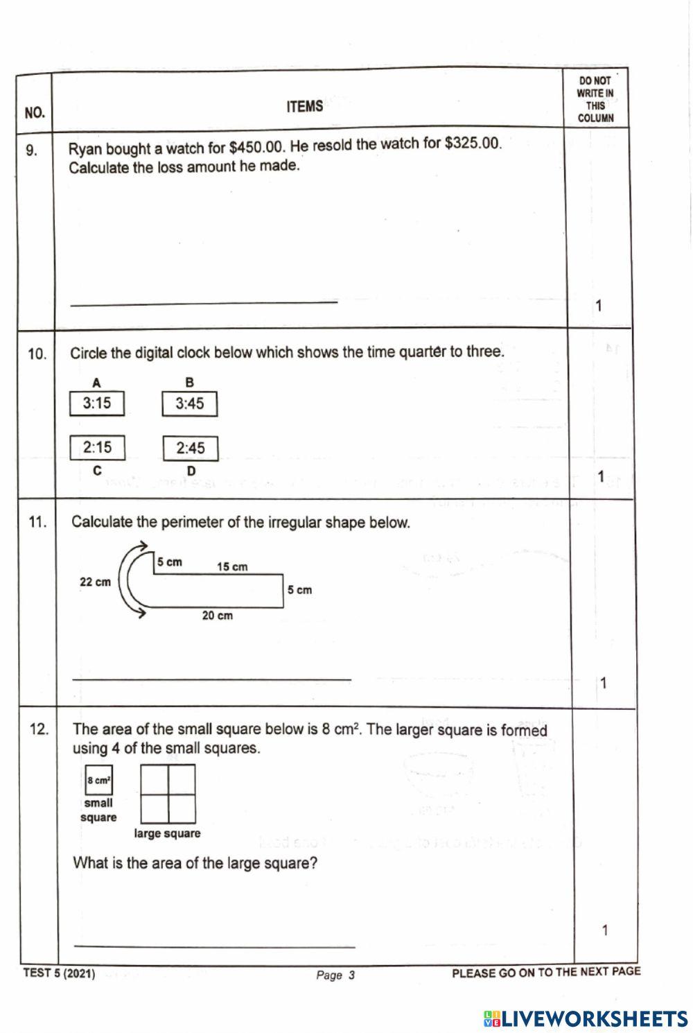 S.E.A. Math Practice