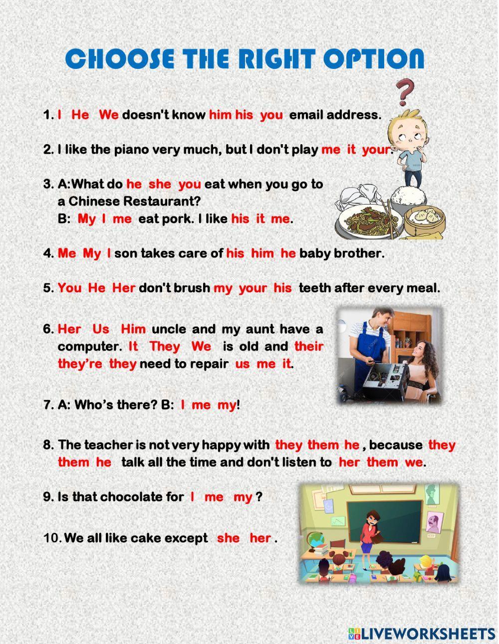 Subject Object pronouns and Possessive Adjectives