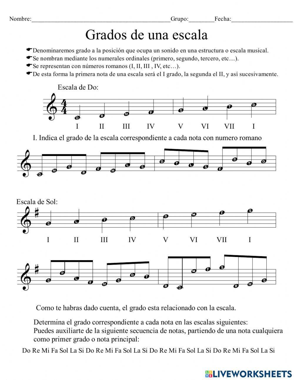 Grados de una escala