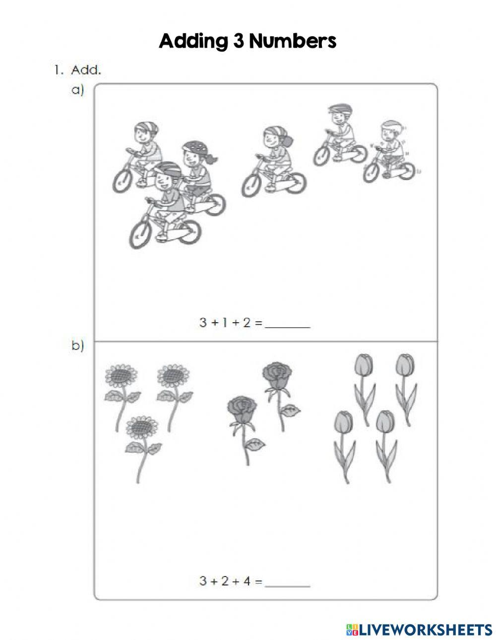 1033451 | Adding 3 Numbers | storres23 | LiveWorksheets