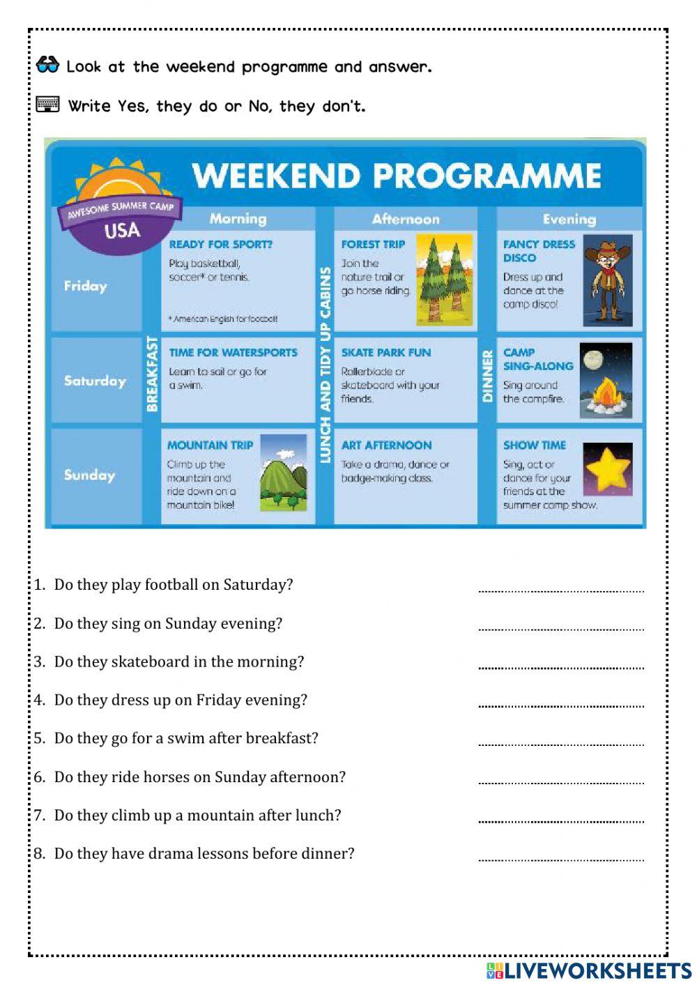 Weekend Programme