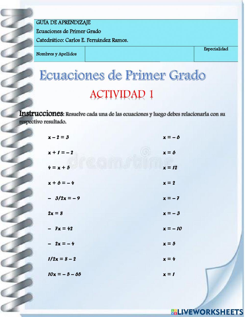Ecuaciones de Primer grado