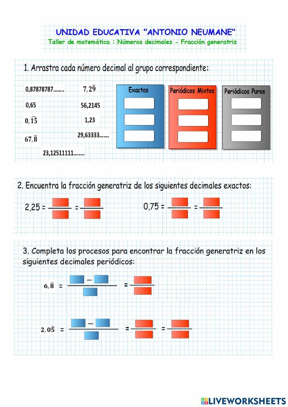 fracciones generatrices