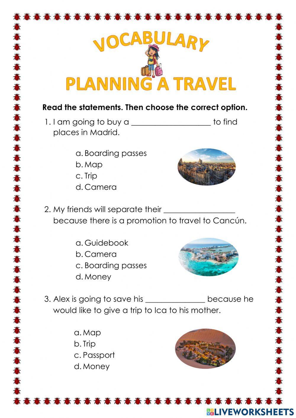 Vocabulary: Planning a travel