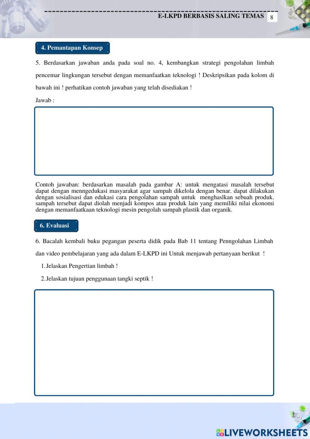 E-LKPD berbasis salingtemas Kelas X Materi Perubahan Lingkungan: Sub materi Pengolahan Limbah