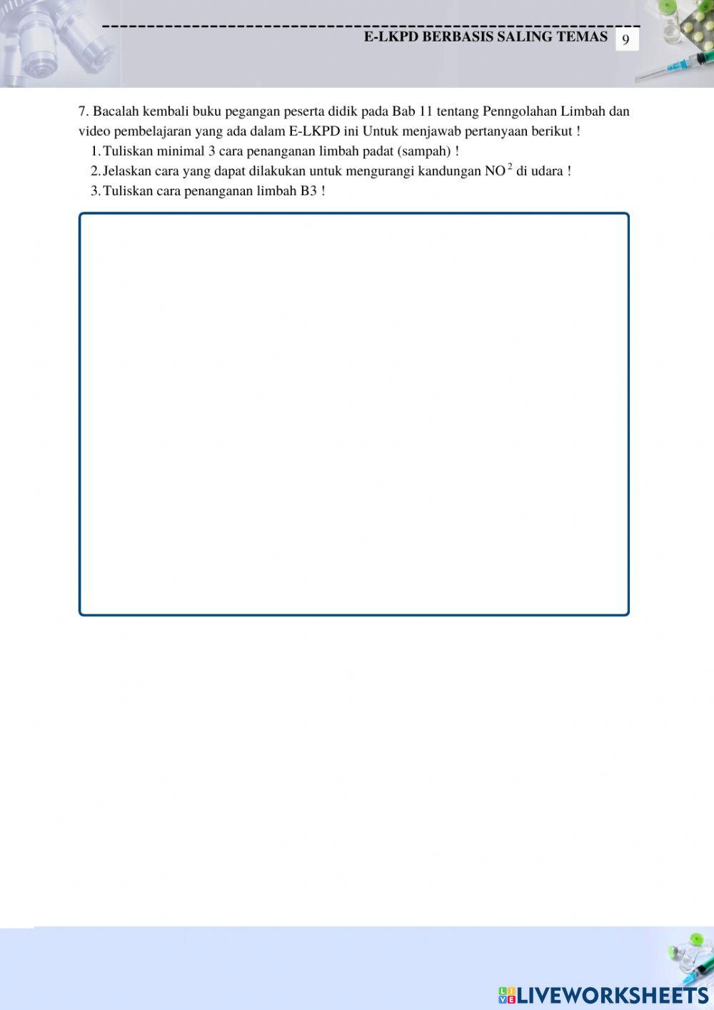 E-LKPD berbasis salingtemas Kelas X Materi Perubahan Lingkungan: Sub materi Pengolahan Limbah