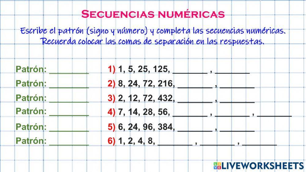 Secuencias Numéricas (multiplicación)