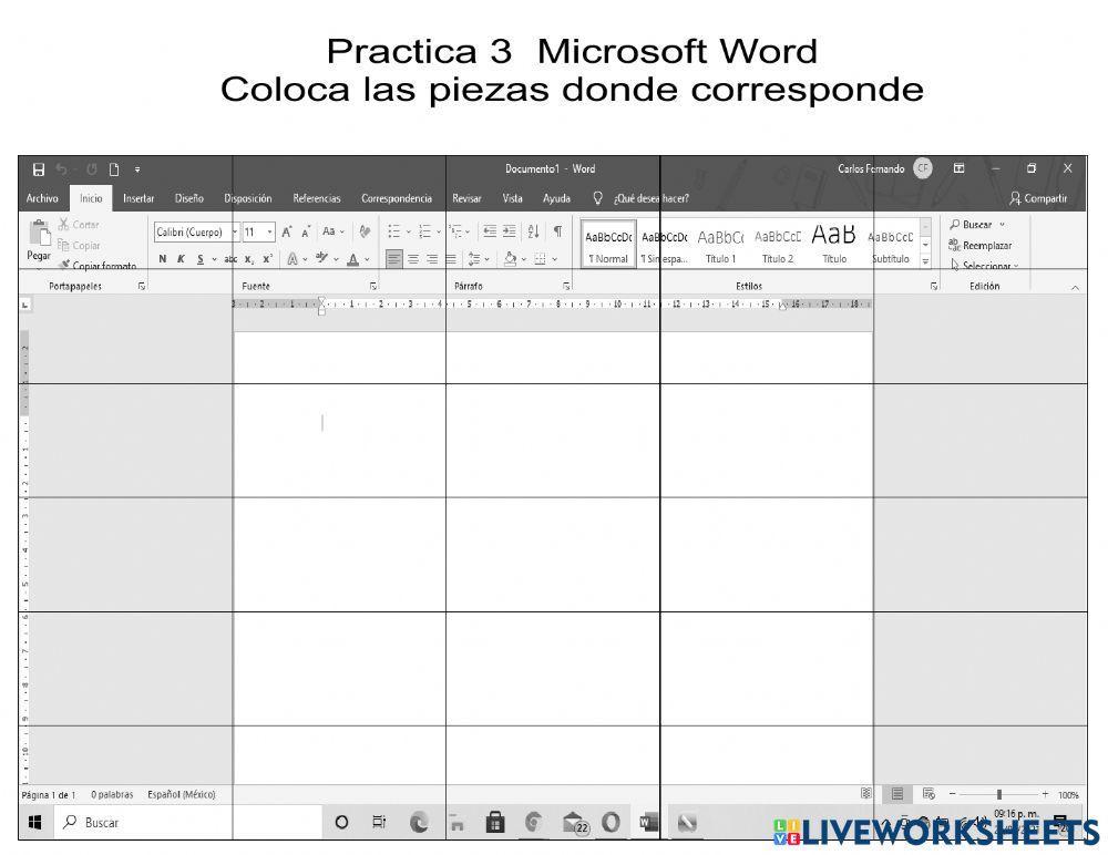 Practica Word Partes de la Interfaz