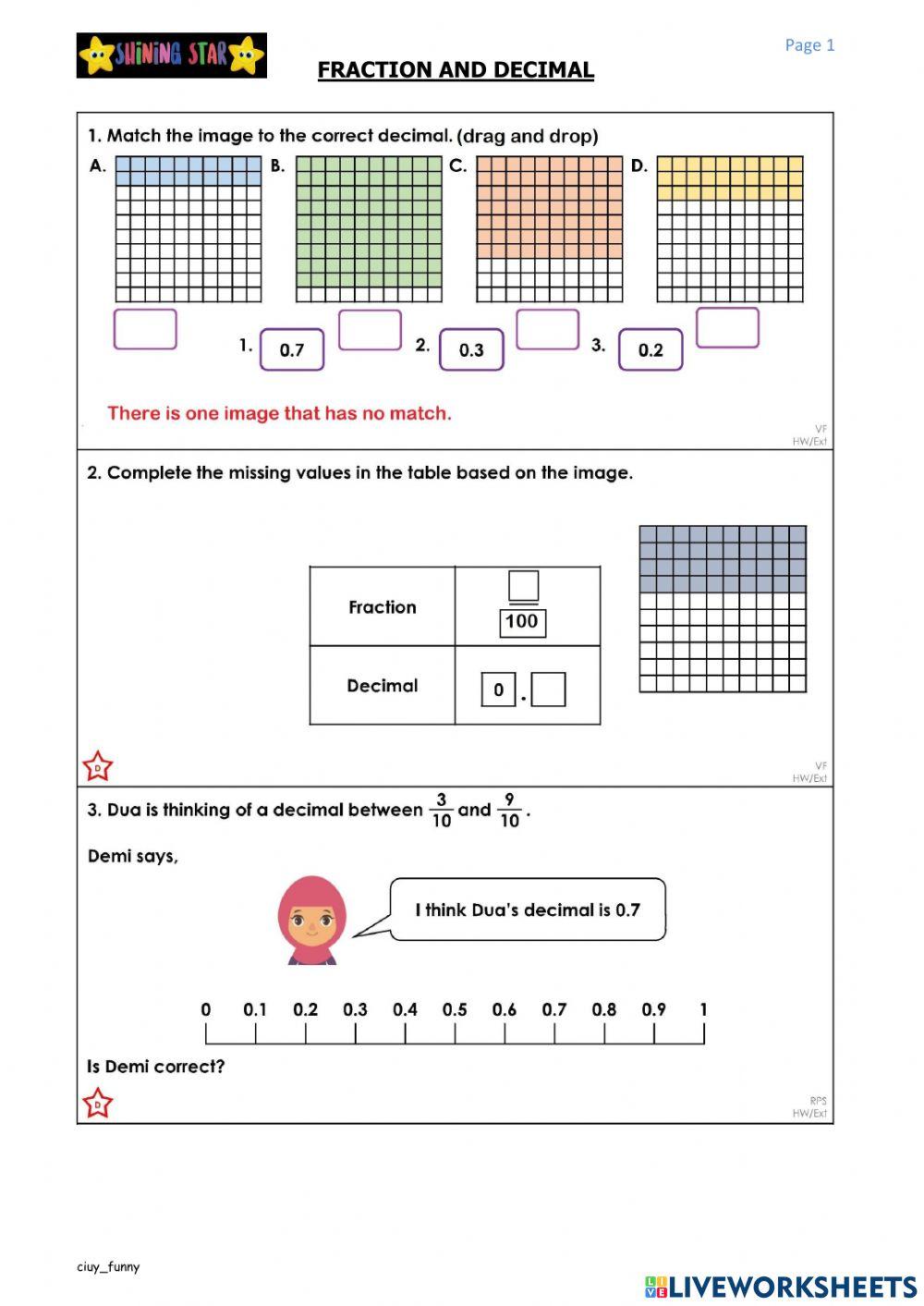 Fraction and Decimal Fraction and Decimal
