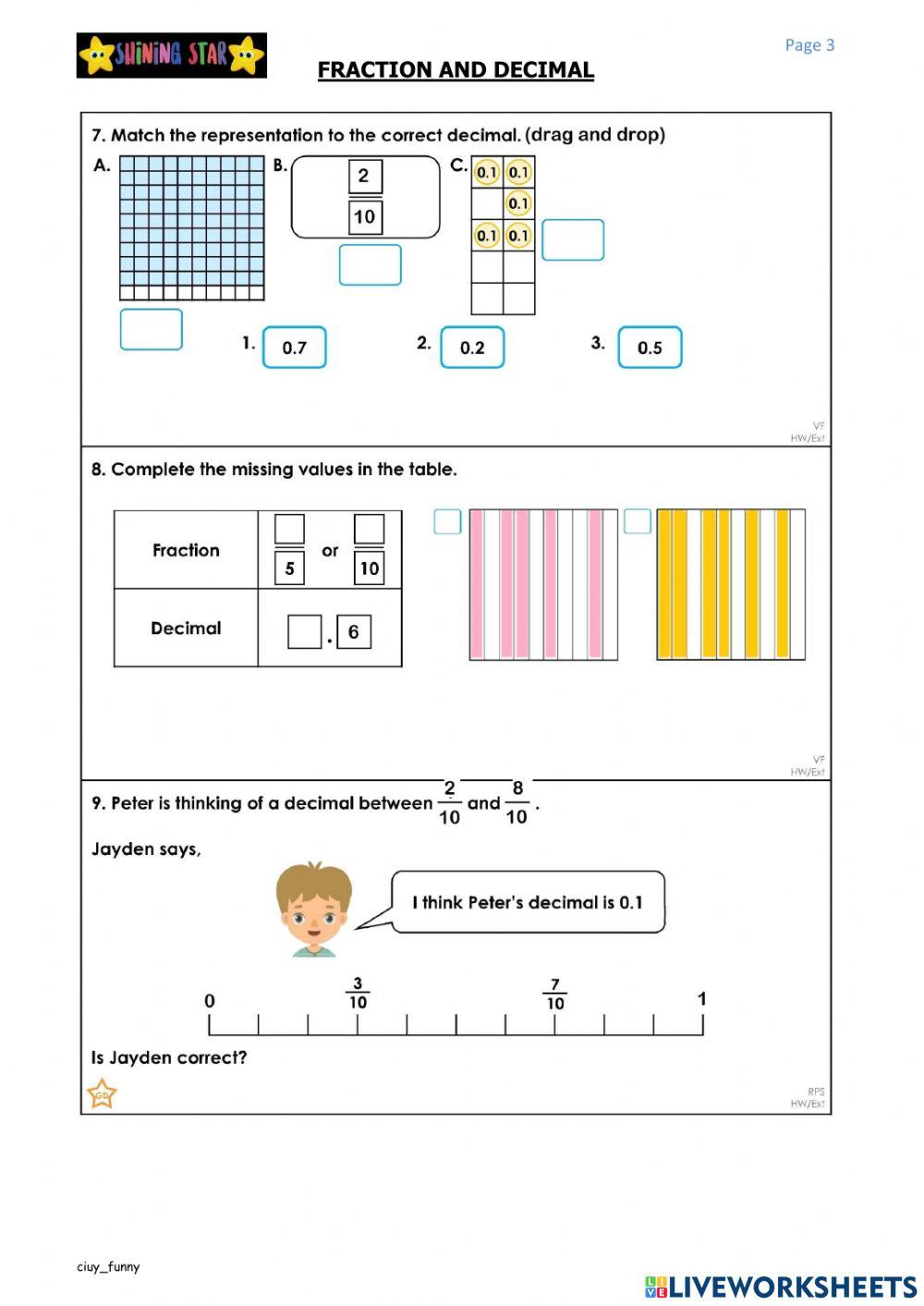 Fraction and Decimal Fraction and Decimal