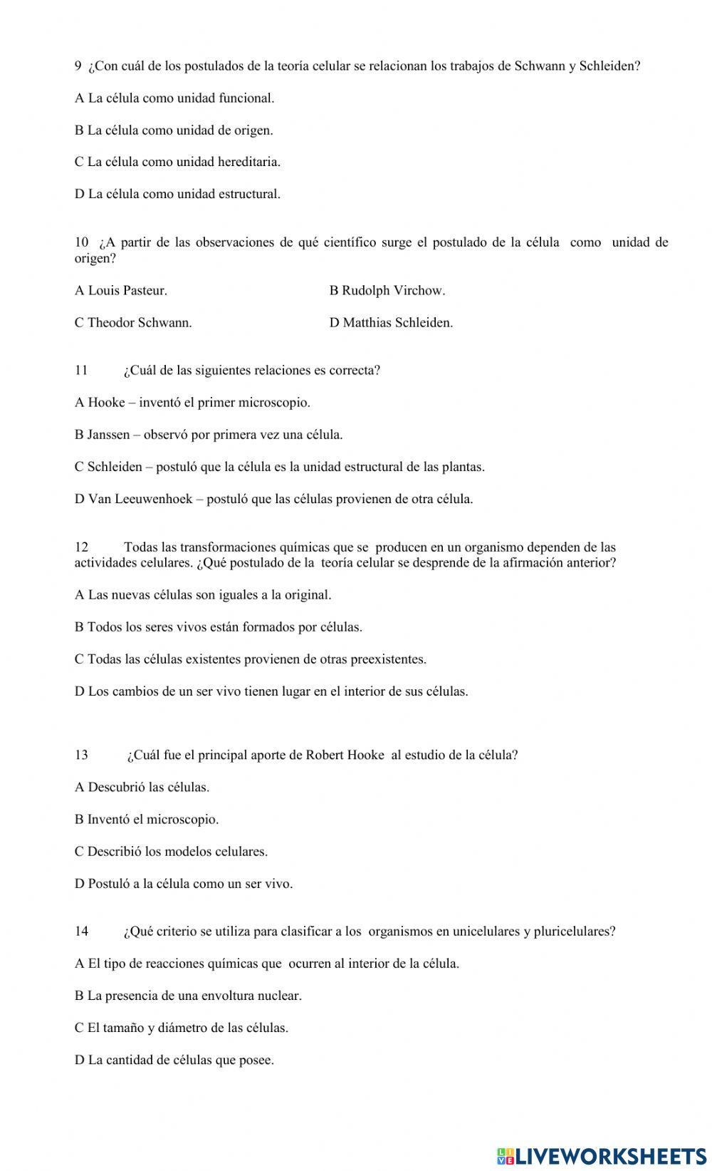 Ficha Teoría Celular