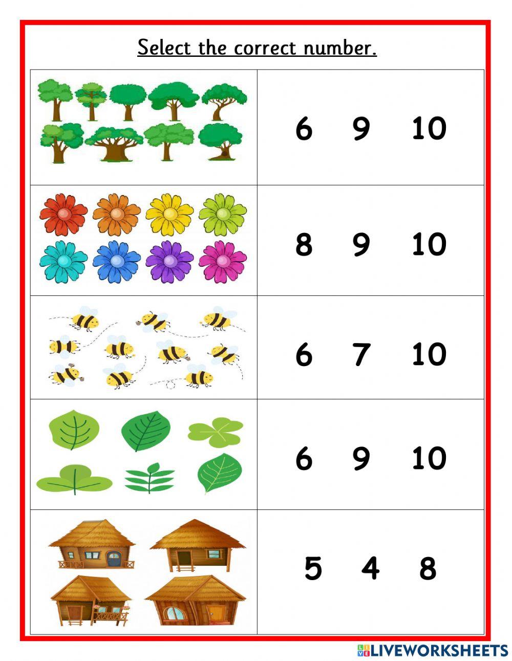 Count and select activity live worksheets