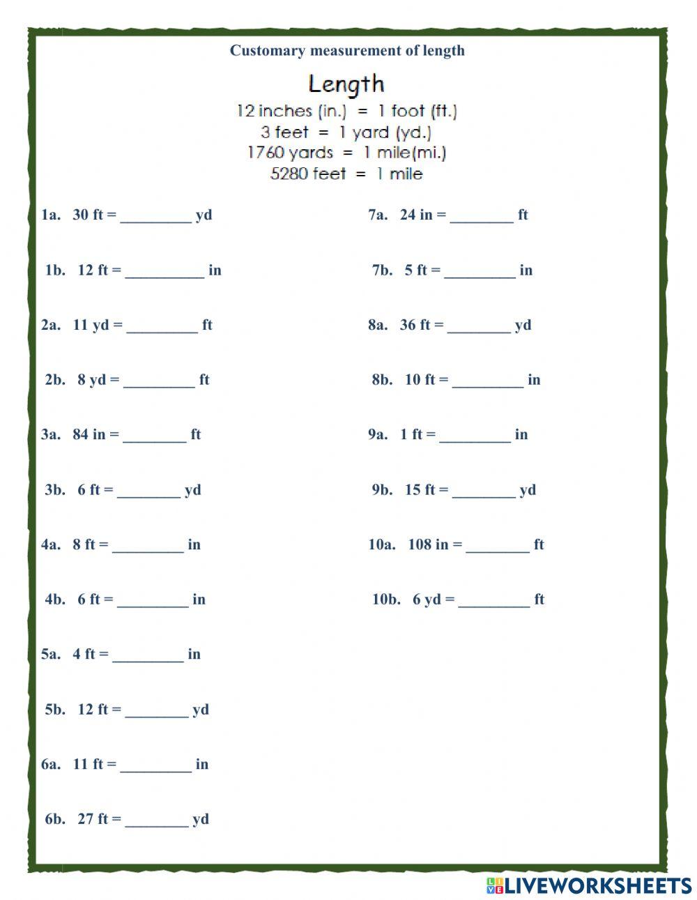Customary measurement of length 1034420 Cynthia Smith