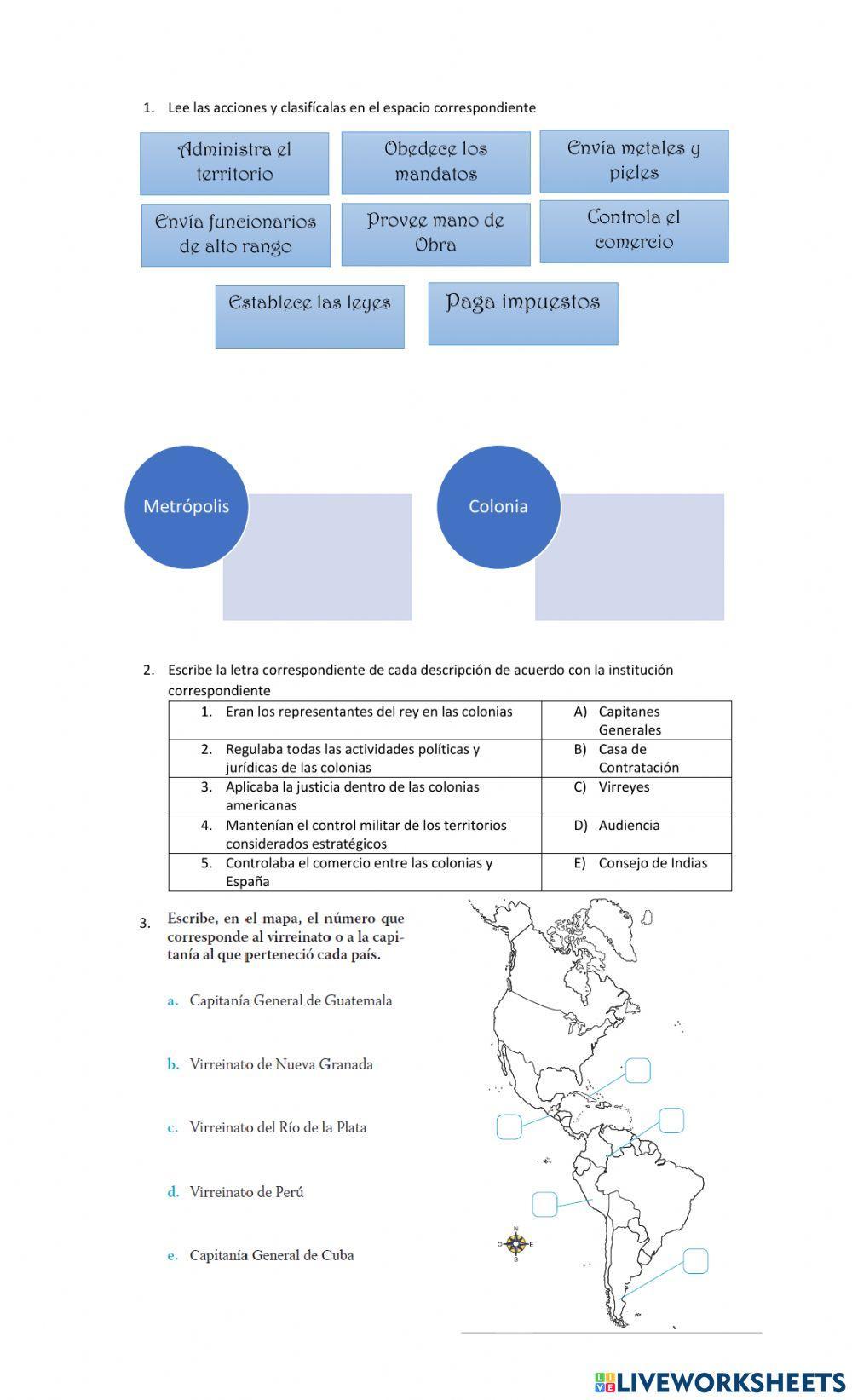 Organización Político Administrativa de la Colonia e Instituciones y unidades productivas