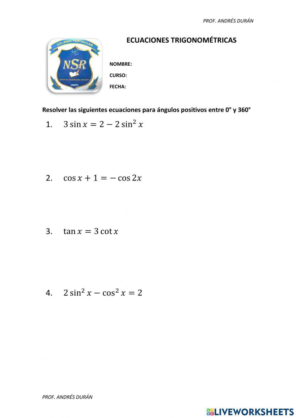 Ecuaciones trigonométricas
