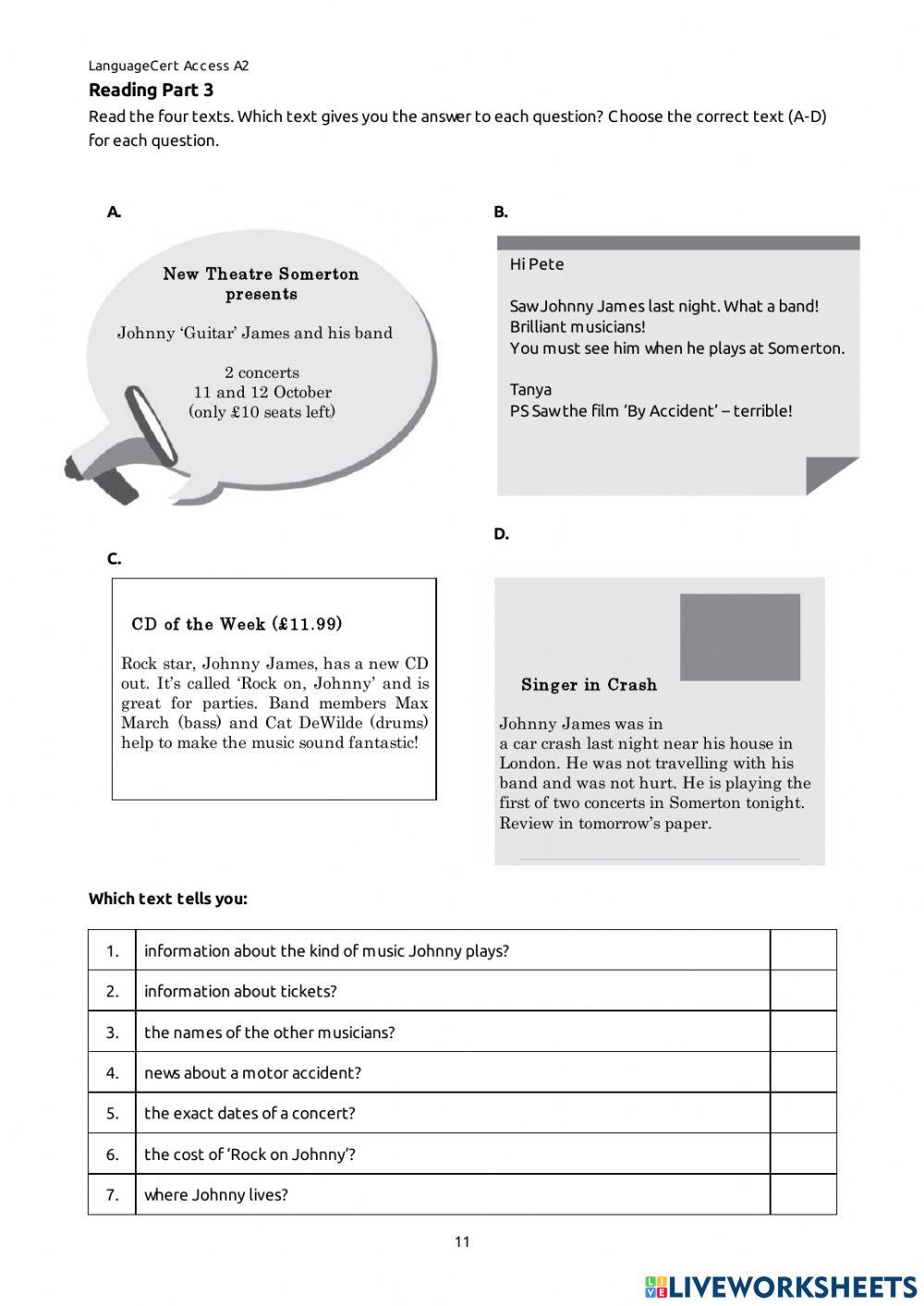 Language cert Reading