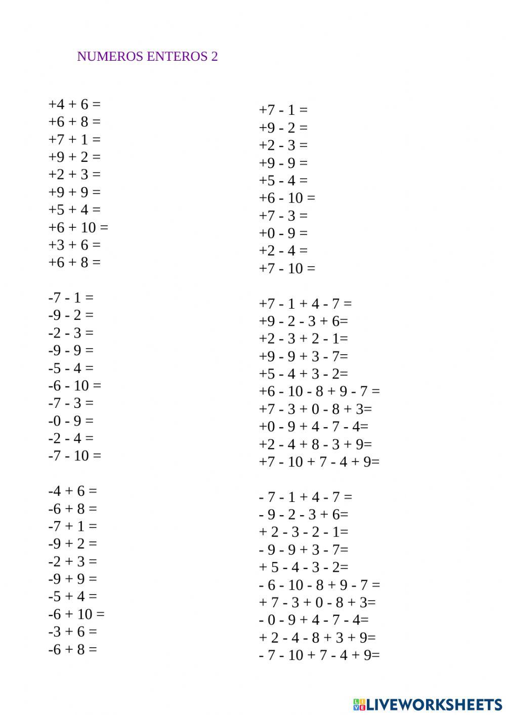 NÚMEROS ENTEROS 2