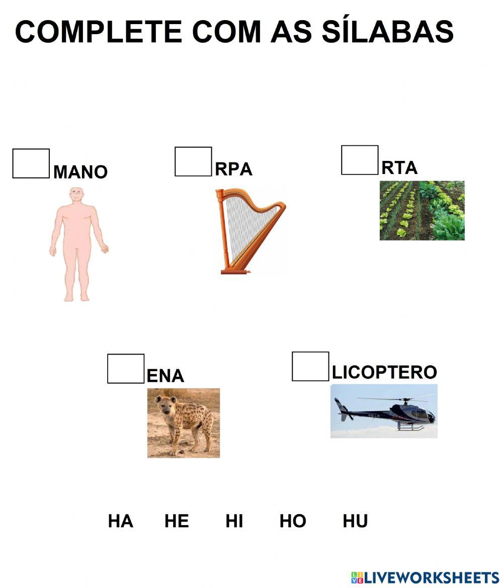 Complete com as sílabas