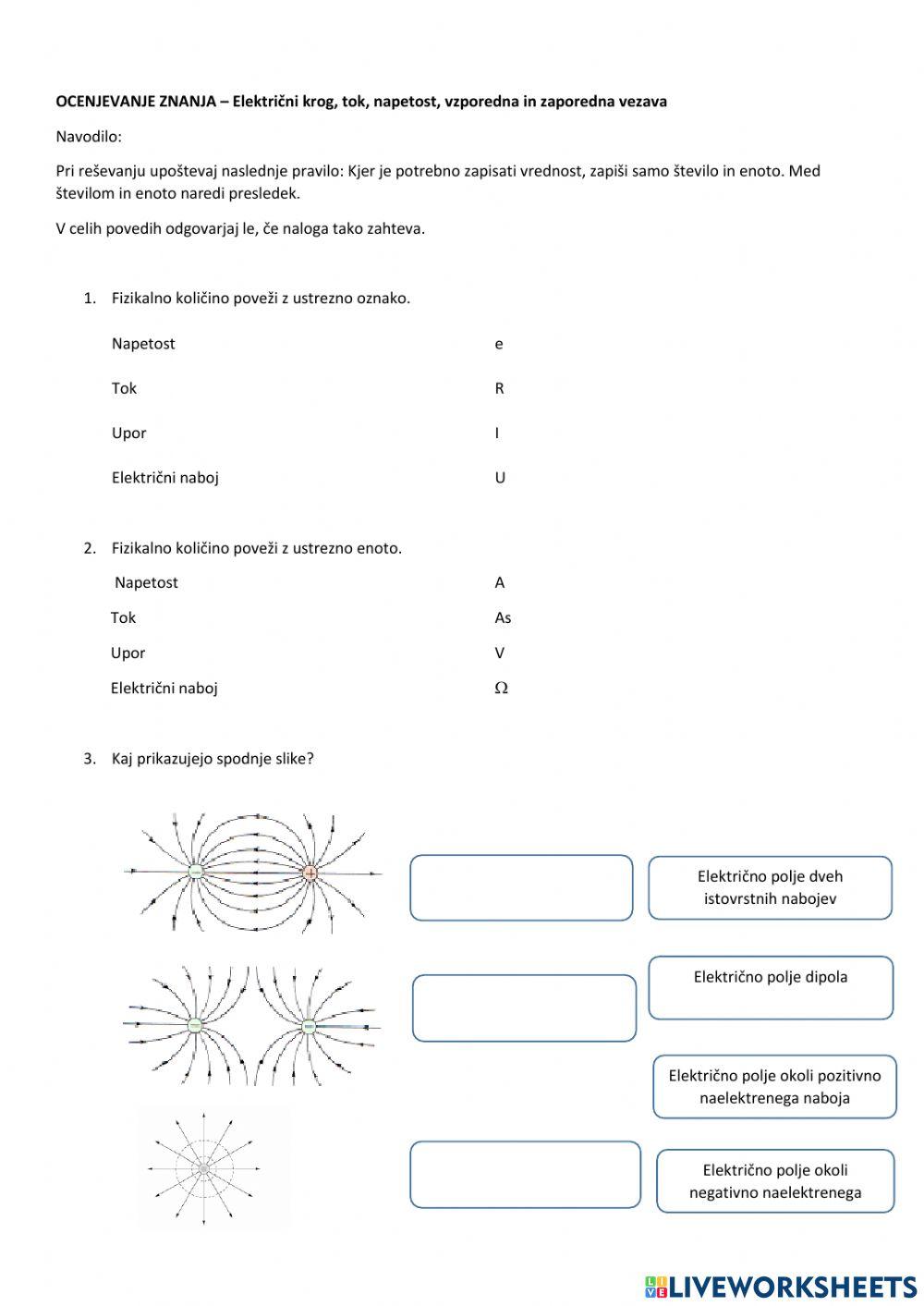 Električni naboj, tok, napetost, upor - 9. b