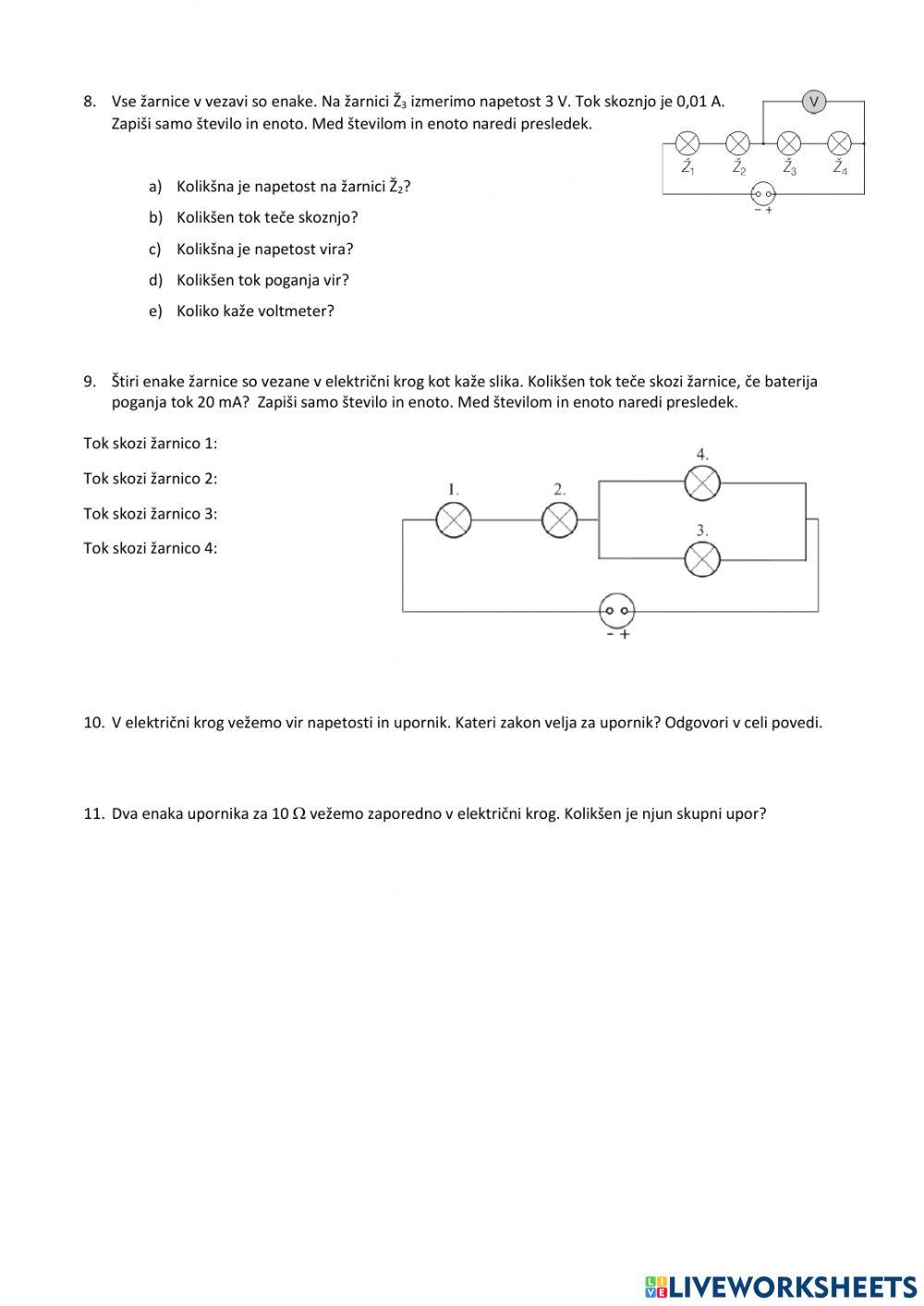 Električni naboj, tok, napetost, upor - 9. b