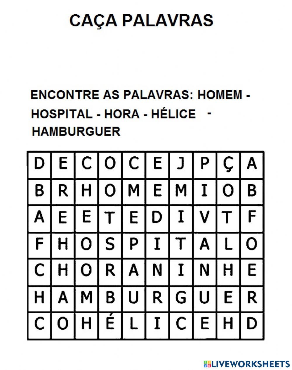 Caça palavras com H