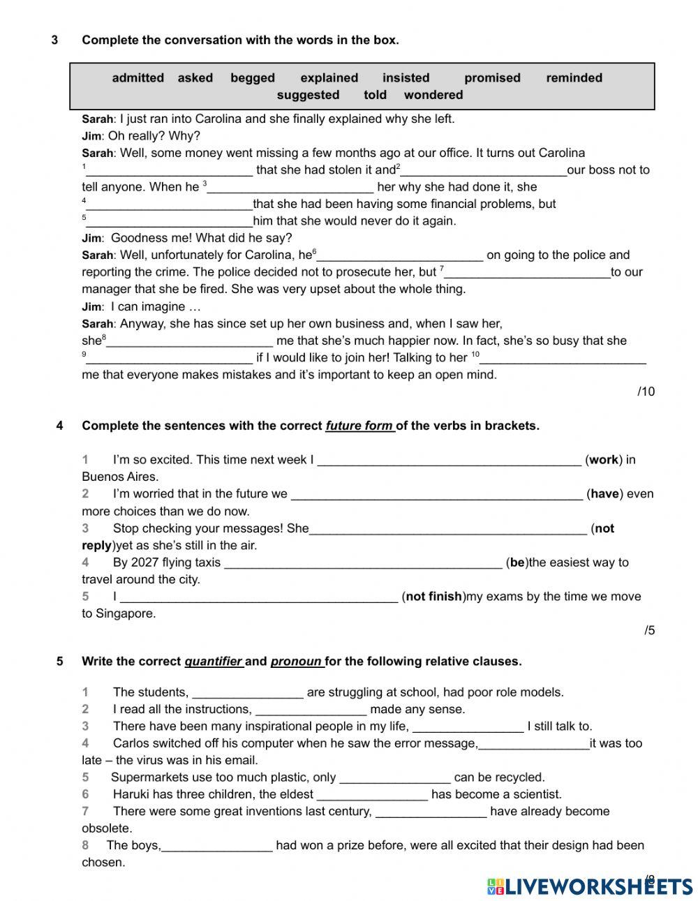 Personal Best C1 Grammar and Vocab Test 2 2020-21
