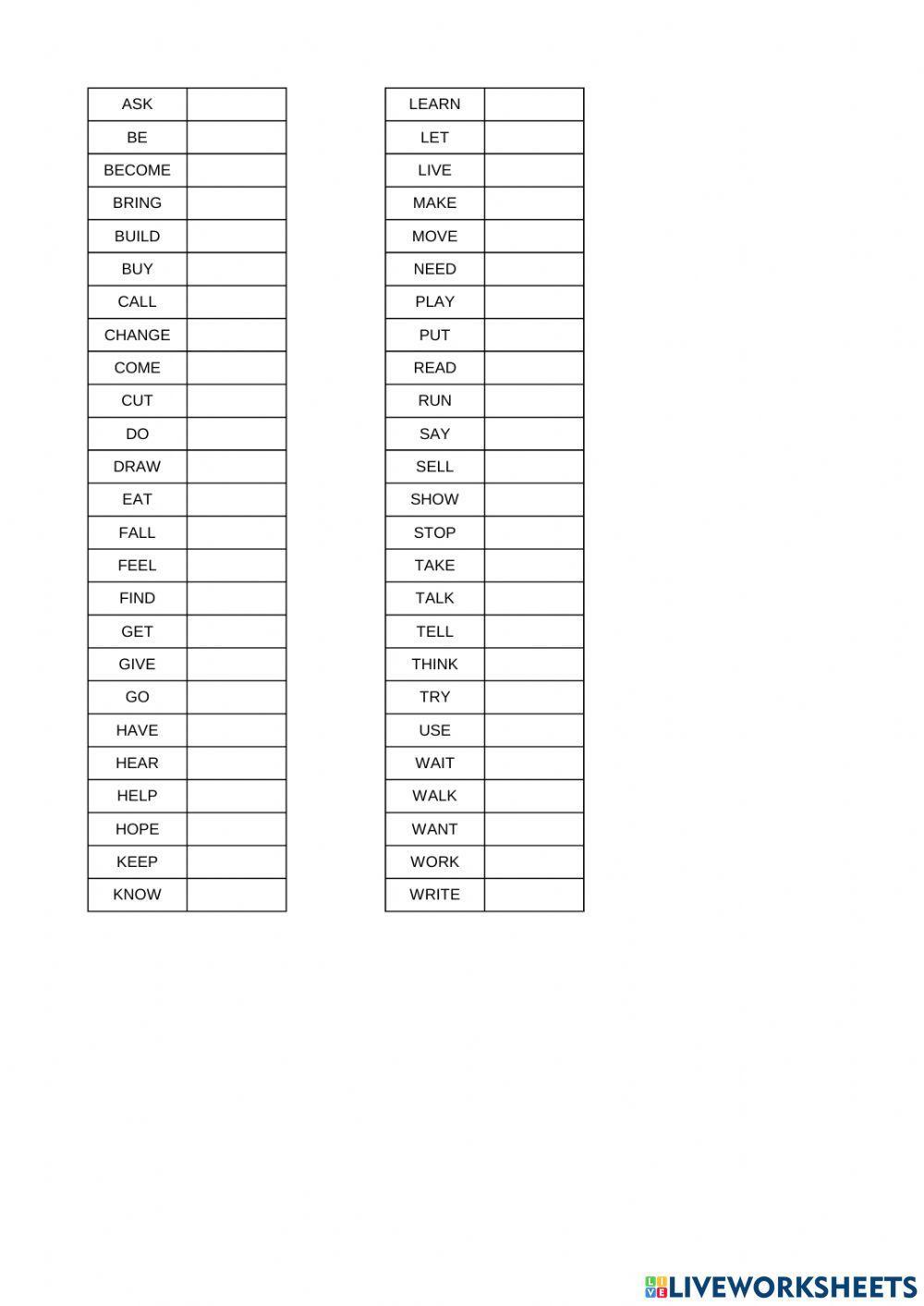 50 verbos inglés