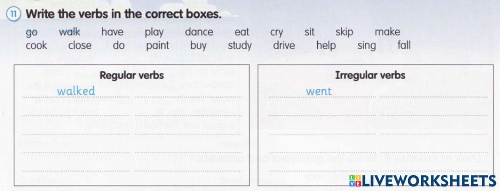 Past simple - irregular verbs, regular verbs