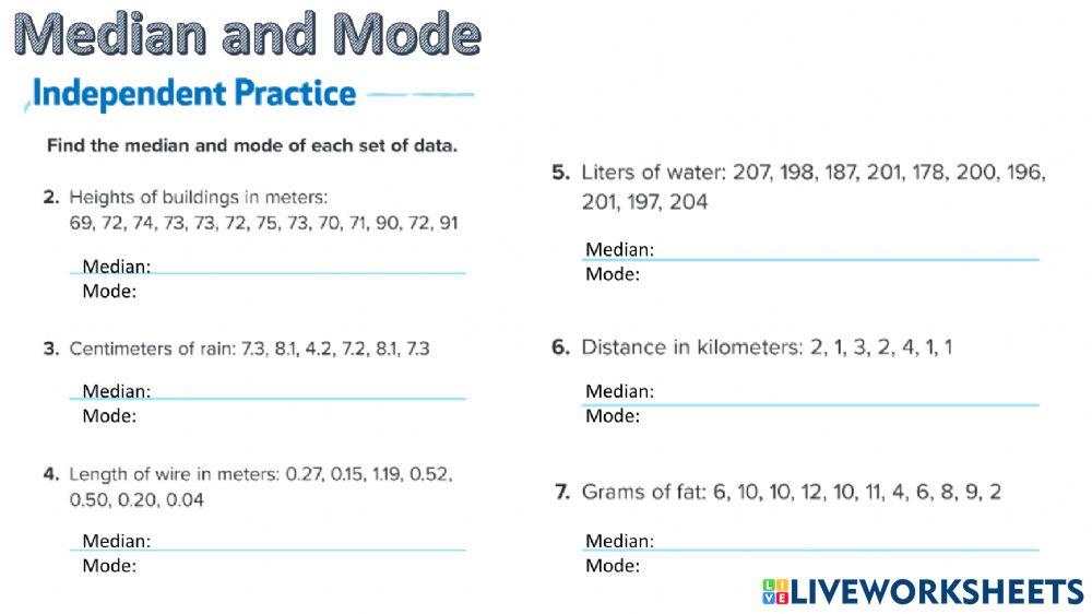 Review Median and Mode