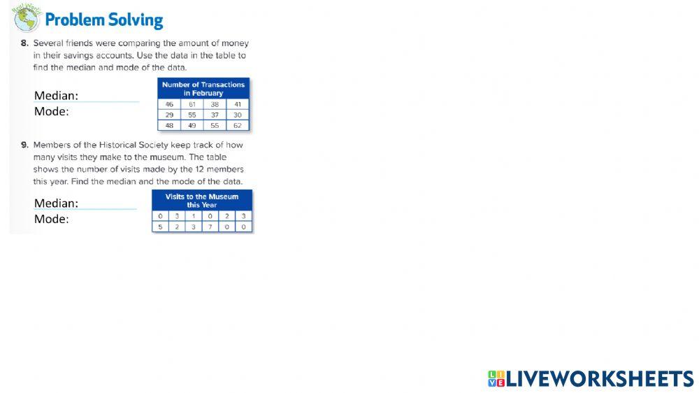 Review Median and Mode