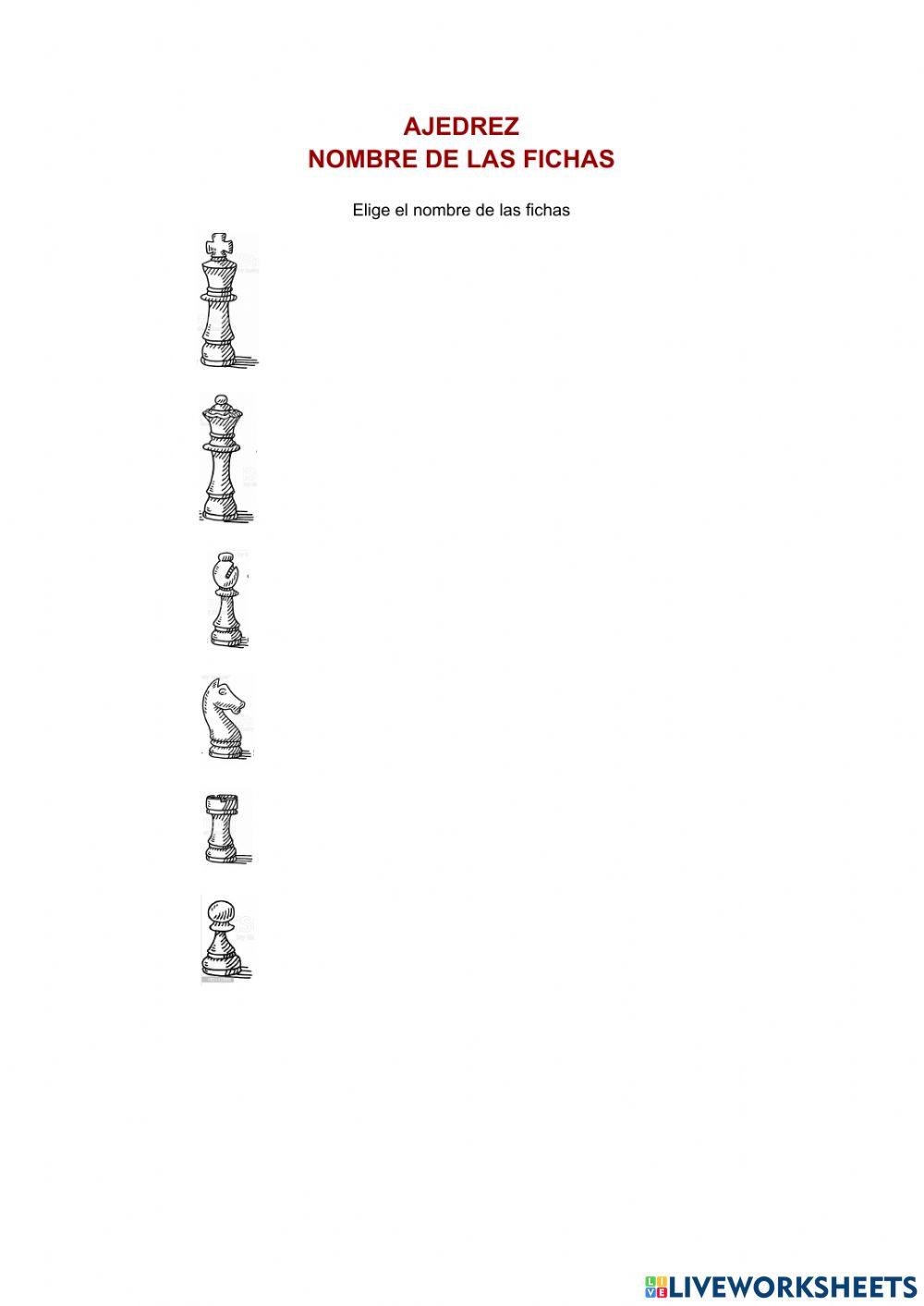 Ajedrez. Nombre de las fichas II