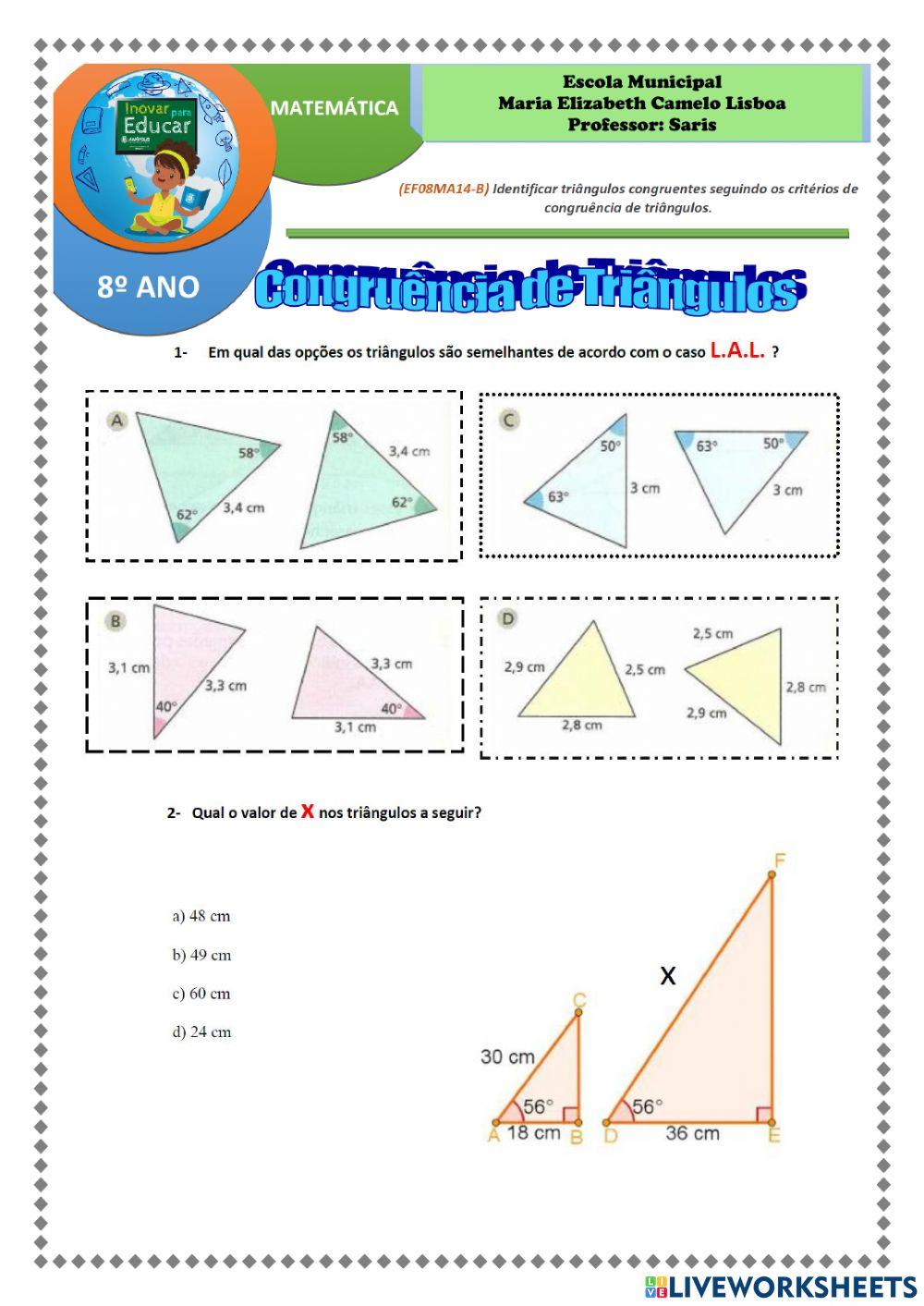 Congruência de triângulos