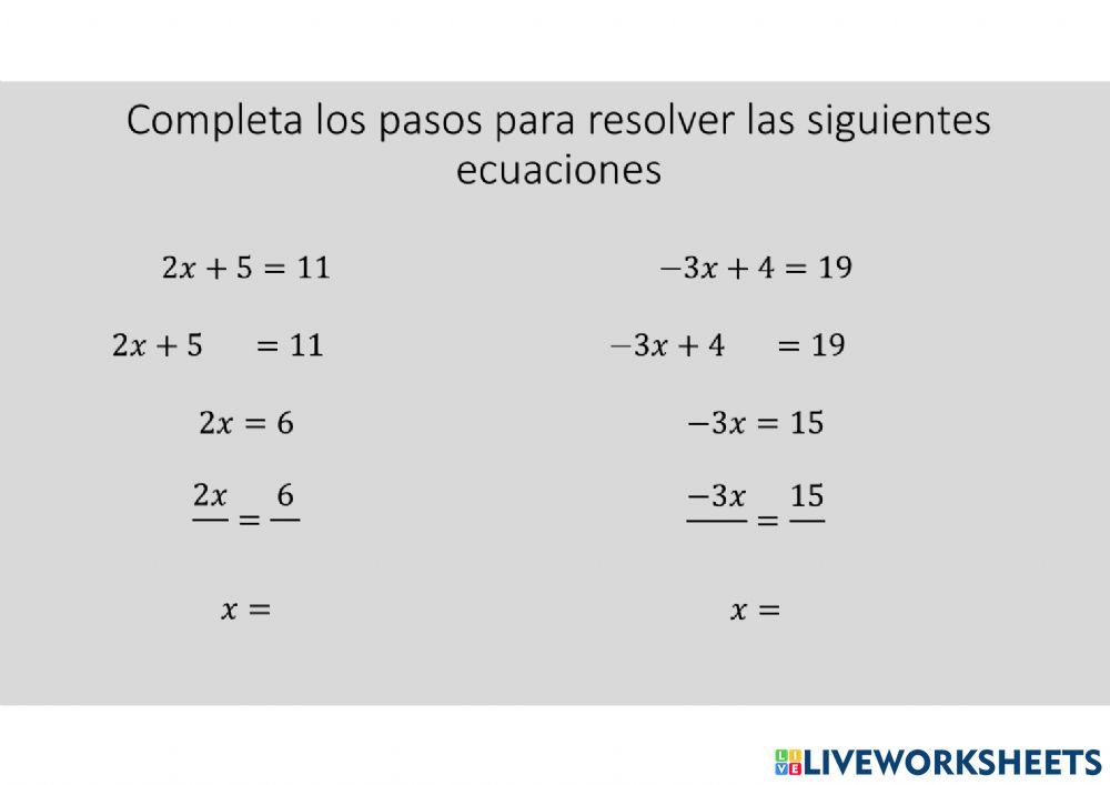 Ecuaciones primer grado