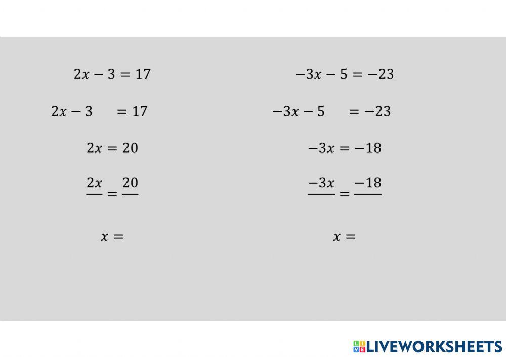 Ecuaciones primer grado