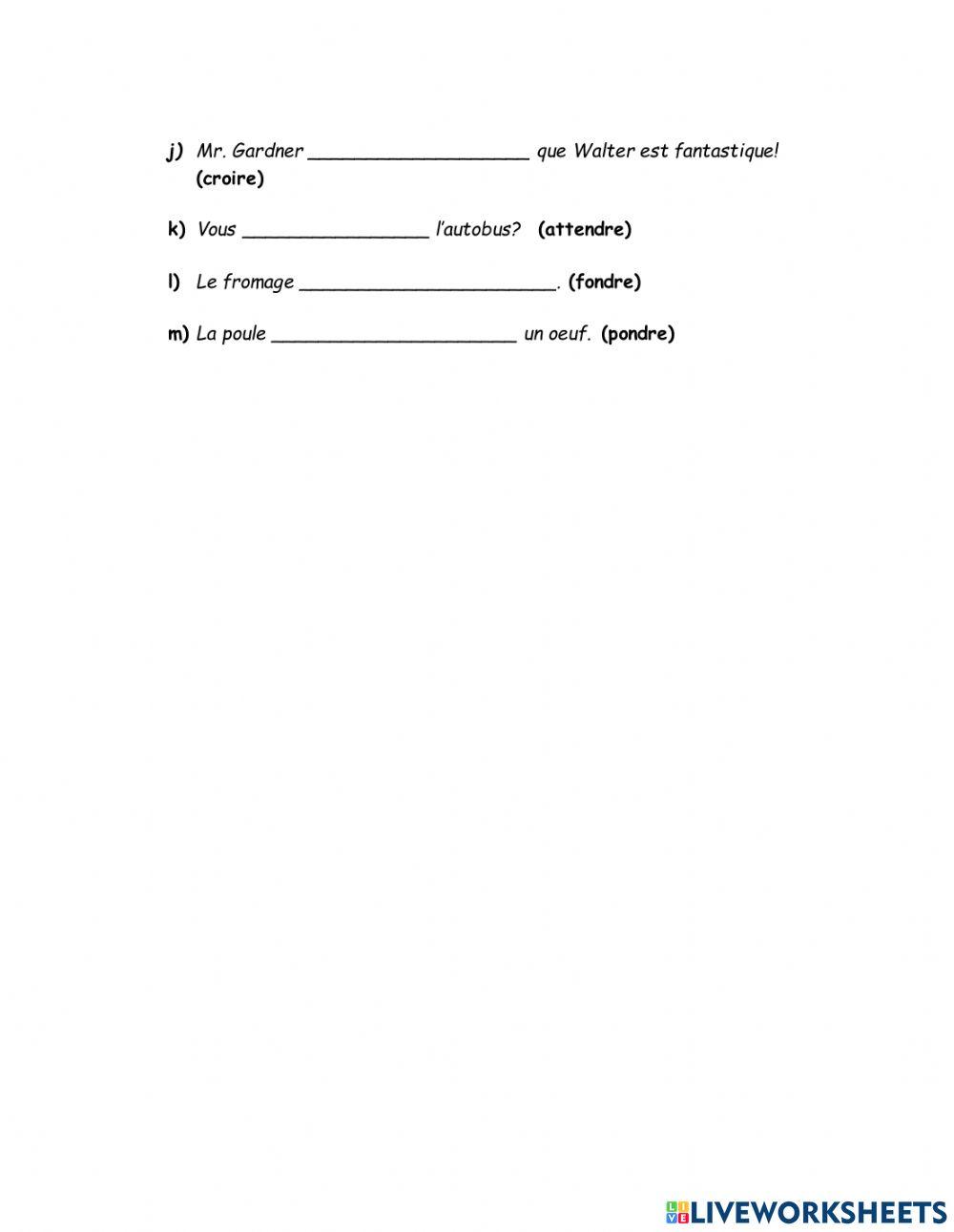 Passe Compose Avoir RE  verbs