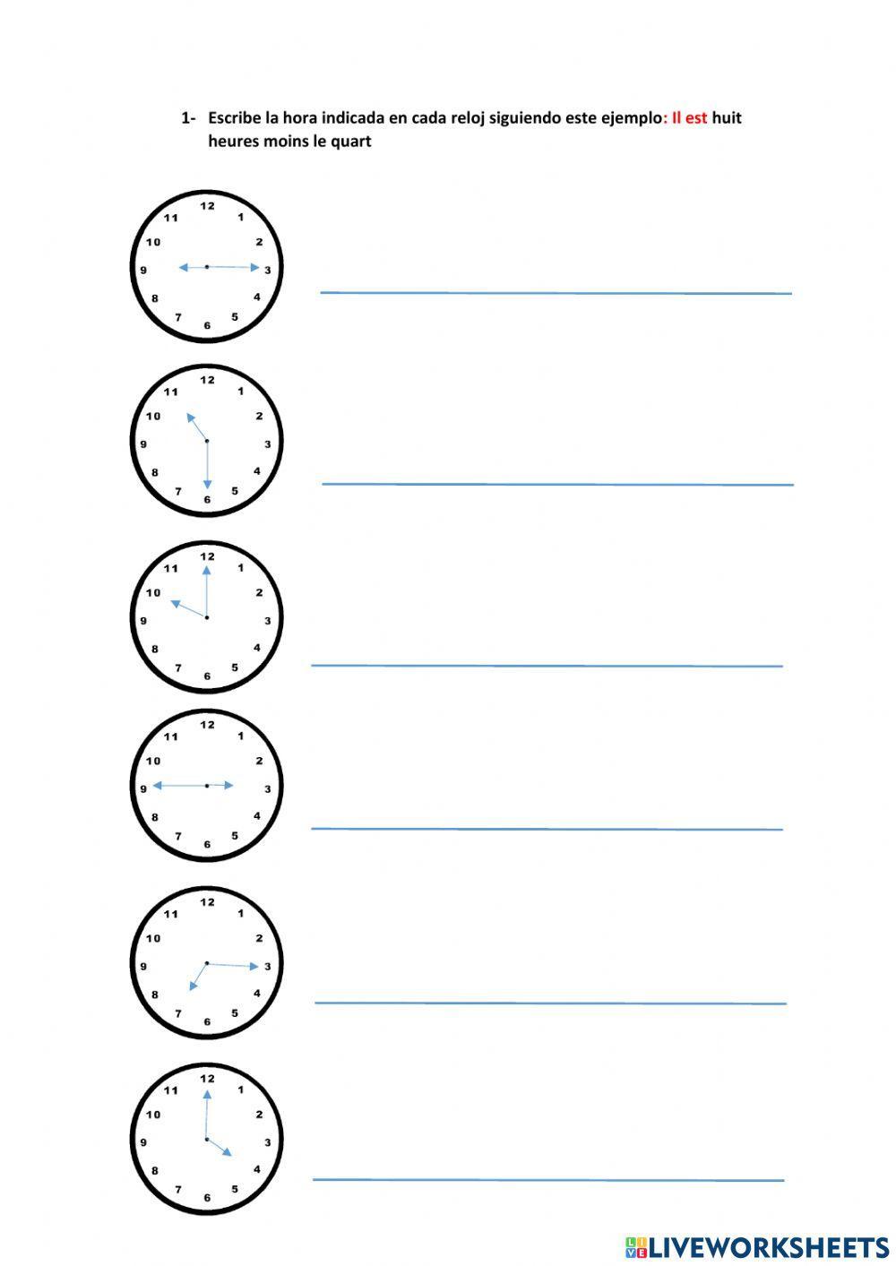 Ejercicios De La Hora En Frances