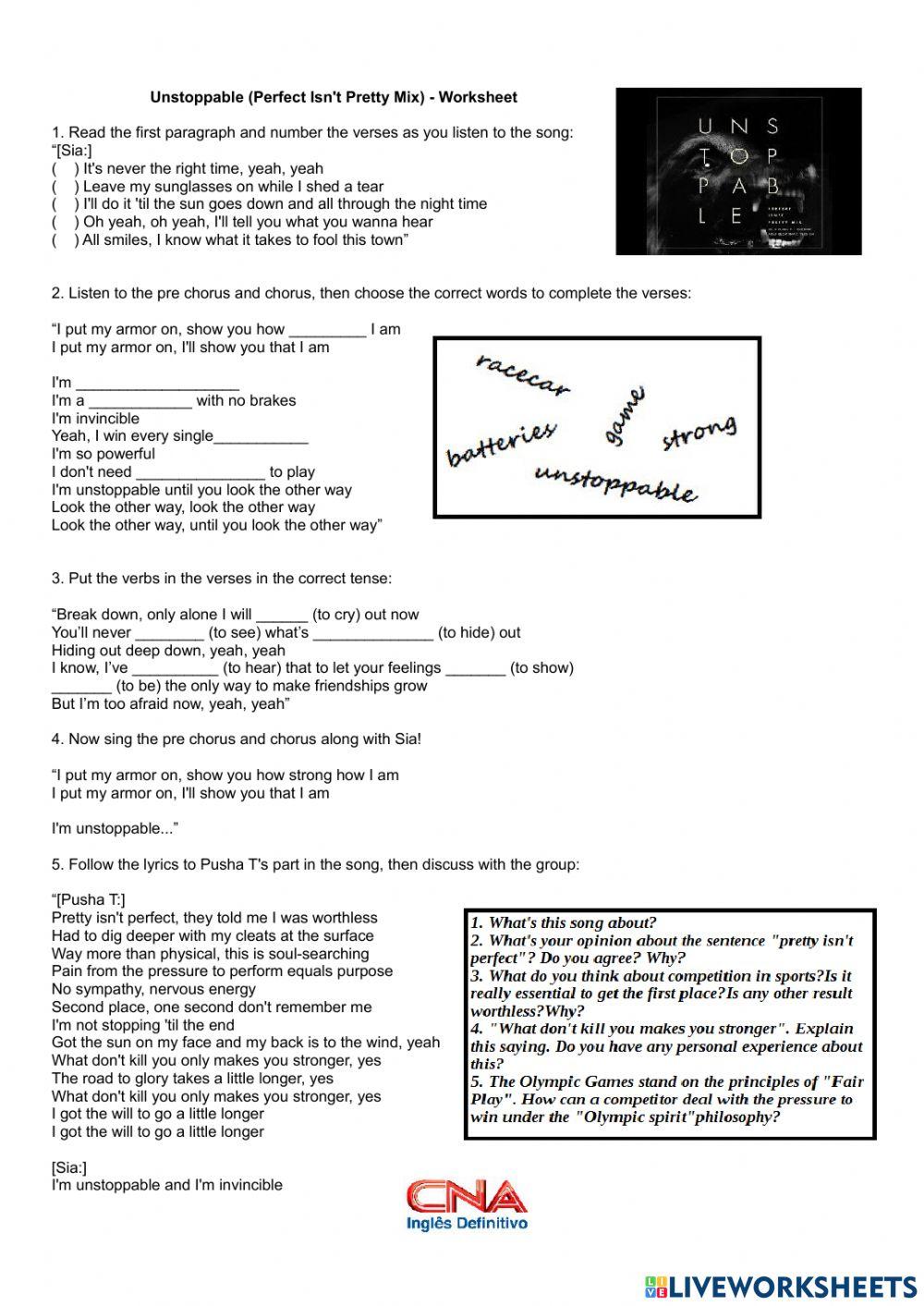 Perfect isn't pretty - Unstoppable lyrics