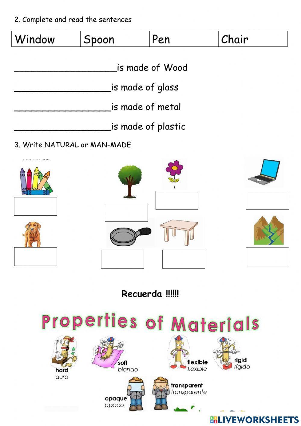 Unit 5, matter and materials,2º primaria,parte 1