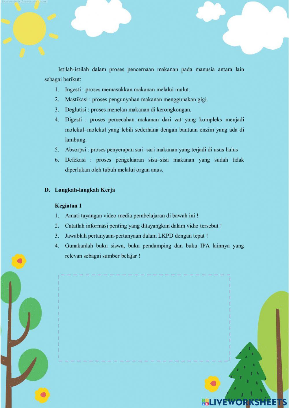 LKPD Sistem Pencernaan Manusia