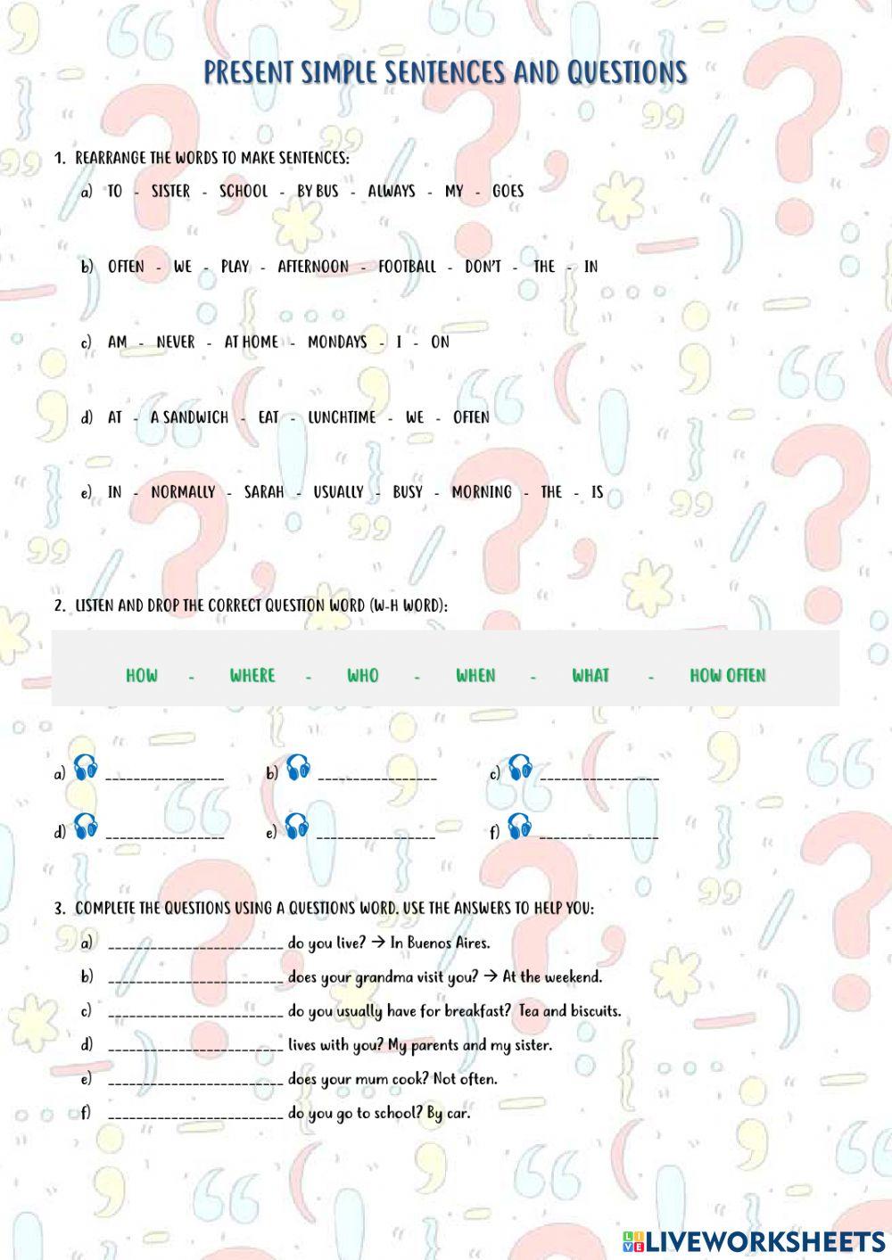 Present simple: sentences and questions